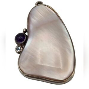 Pendant MOP Aquamarine Amethyst Sterling Silver
